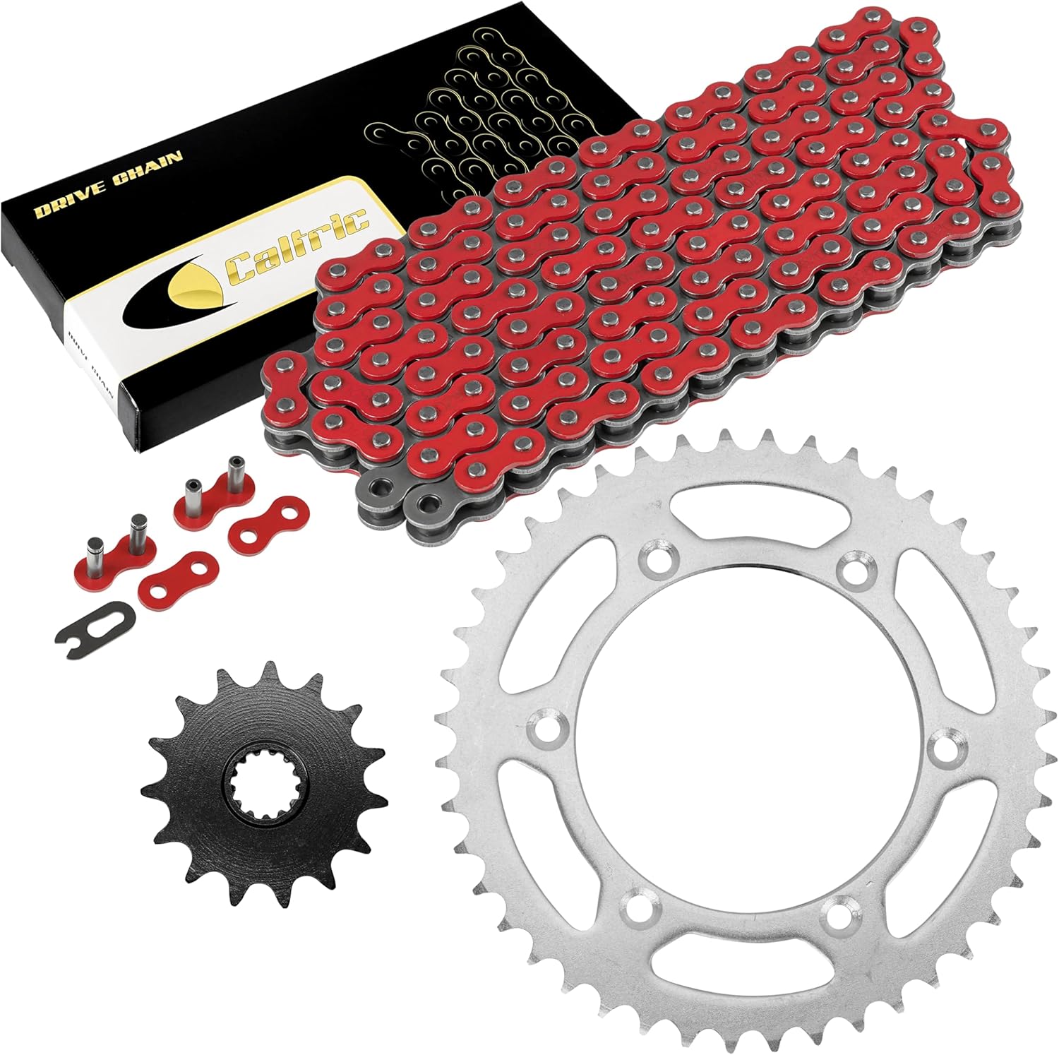 Caltric Red Drive Chain And Sprocket Kit Compatible with Suzuki Dr-Z400S Drz400S 2000-2018