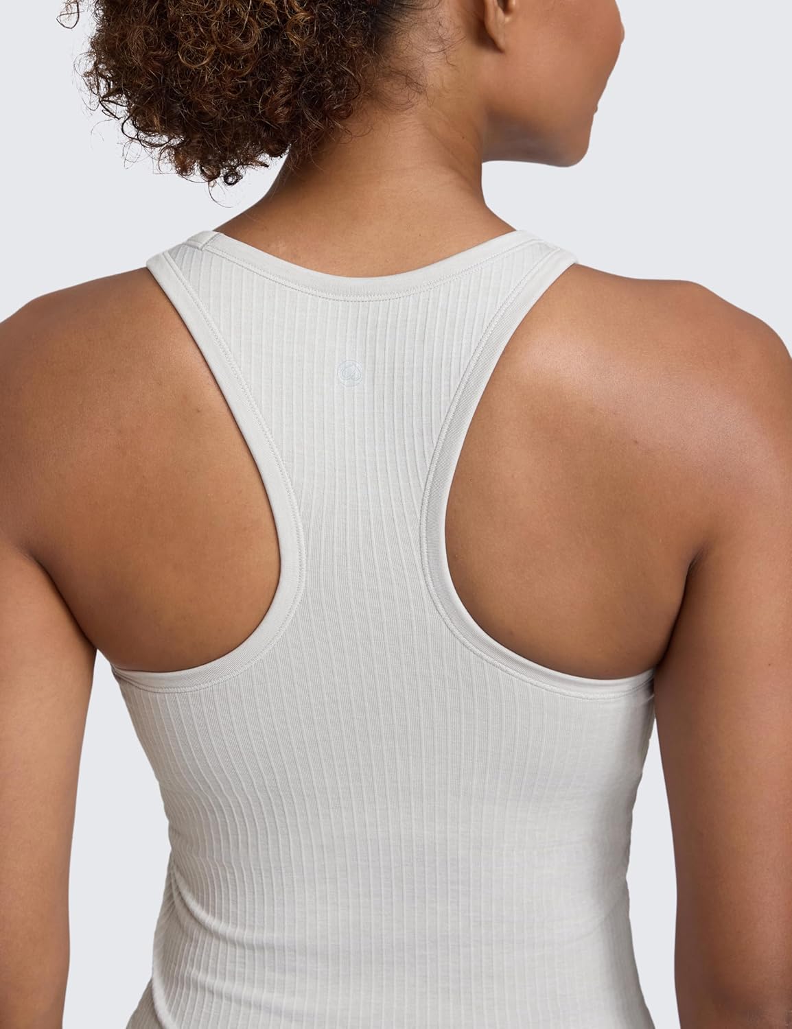 CRZ YOGA Seamless Ribbed High Neck Tank Top for Women - Sleeveless Crop Yoga Workout Shirt with Built in Bra