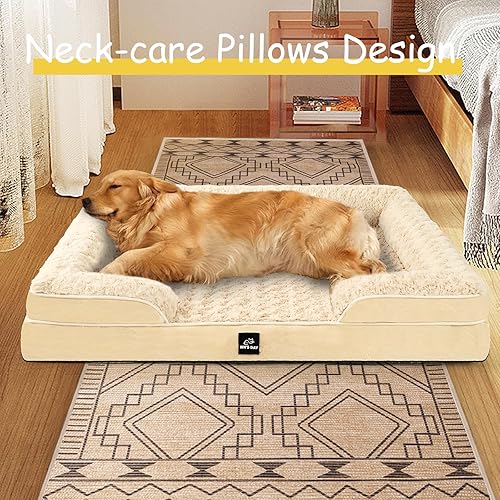 Miniatura 7 de Cama ortopédica para perro de tamaño grande y mediano, cama grande de espuma viscoelástica lavable, sofá mediano para mascotas con funda extraíble,