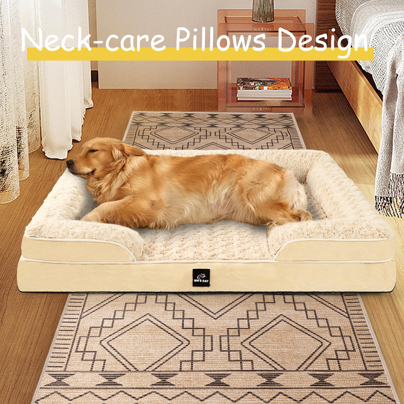 Camas ortopédicas para perros grandes y medianos, cama impermeable para perros medianos con funda extraíble, cama grande de espuma viscoelástica lavable, cama impermeable para perros, camas para