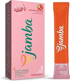 Jamba Singles To Go! Strawberries wild smoothie-inspired powdered drink mix packets, 6-Count, aspartame free, just add water