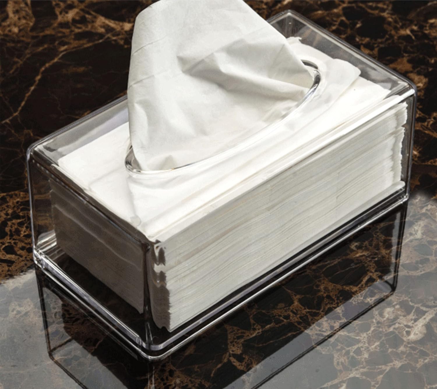 Cq acrylic Tissue Box Holder,Clear Tissue Box Cover Rectangle for Kleenex Tissue Cube Box,Napkin,Facial Tissue Dispenser Box Case for Countertop,Bathroom,Kitchen,Home,Office,10.2x5.5 Inch (Pack of 2)