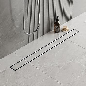 Neodrain Linear Shower Drain 90cm 2 in 1 Tile Insert Stainless Steel Shower Drain with 360° Siphon, Shower Trap, Hair Strainer