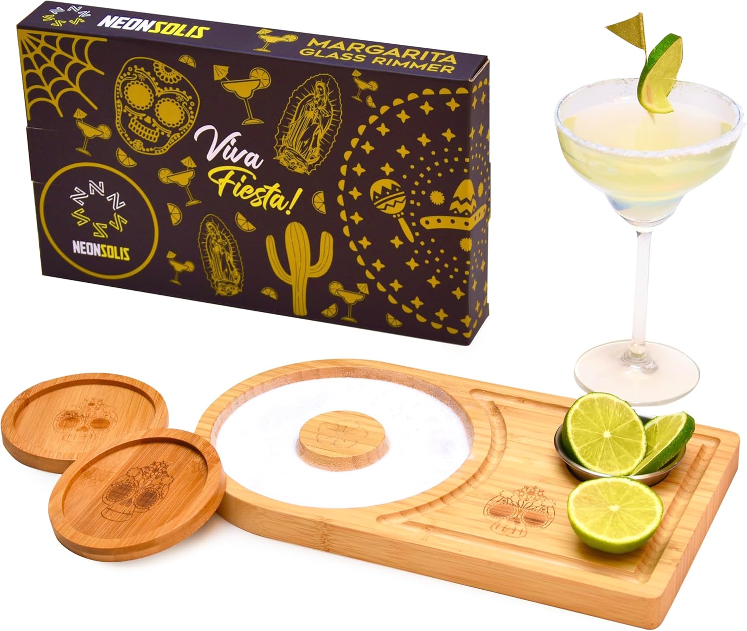 Amazon.com | NEONSOLIS Margarita Salt Rimmer Set - Premium Bamboo Salt ...