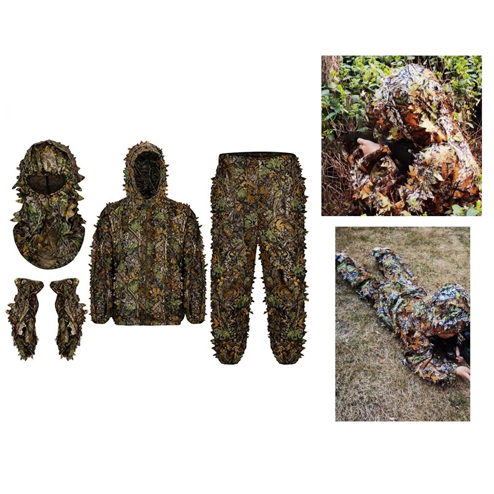 Traje Ghillie, Traje Ghillie 3D Ligero con Estampado de Hojas para Adultos, Traje de Camuflaje Ghillie para, Observación de Aves, Fotografía Y Fi