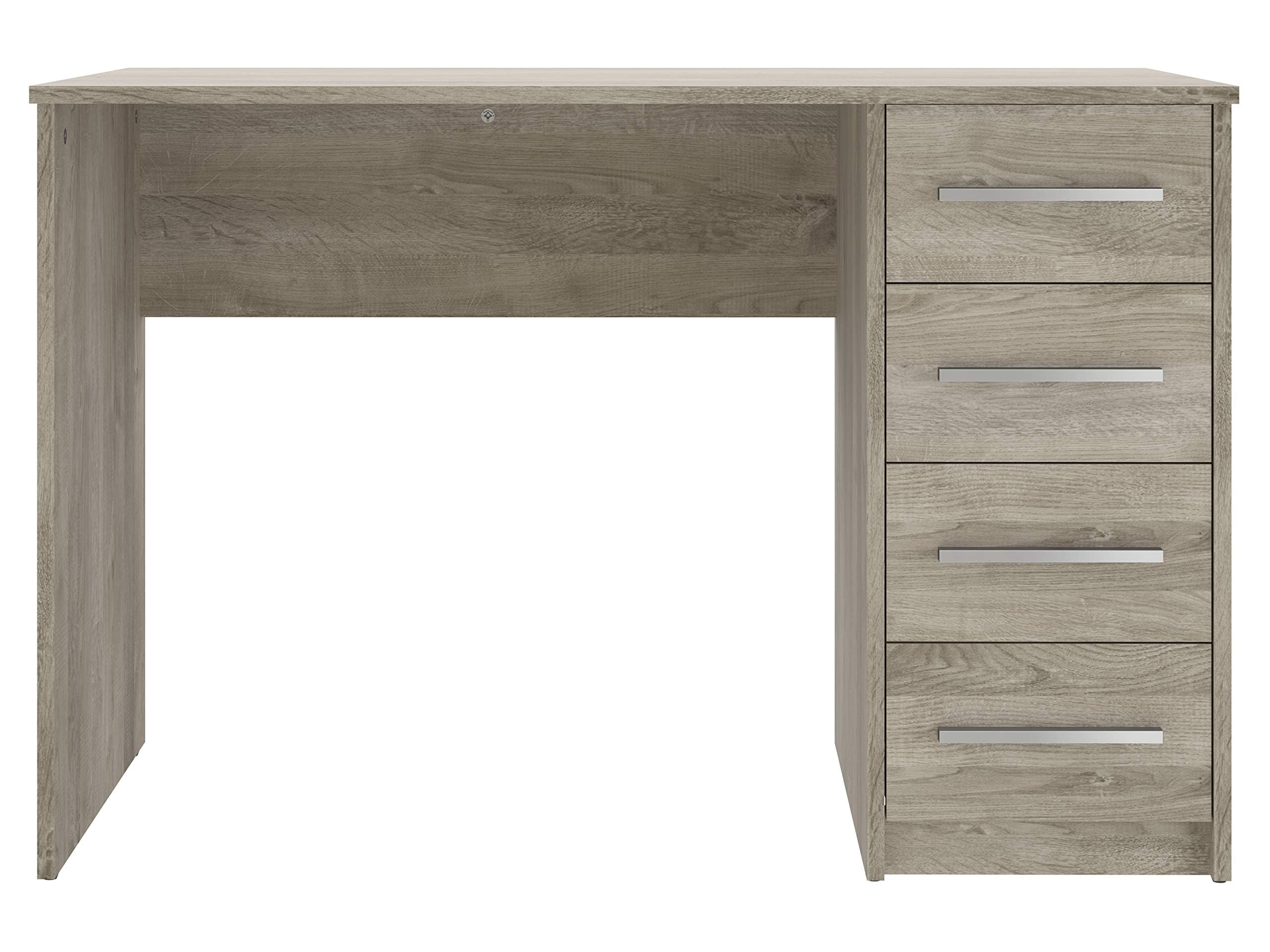 Amazon Basics Moderner Home-Office-Schreibtisch, Computertisch mit 4 Schubladen, einfacher Aufbau, 56 x 110 x 73 cm, Eiche