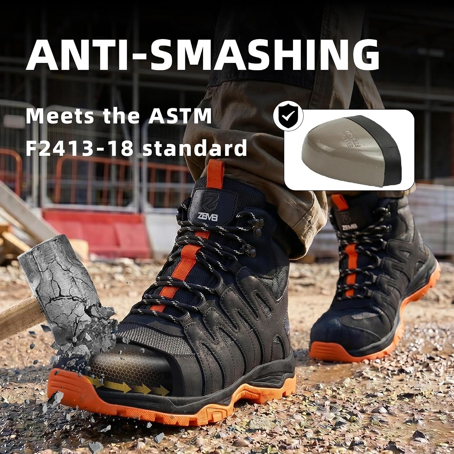 Steel Toe Boots for Men Women, Non Slip and Lightweight Work Boots