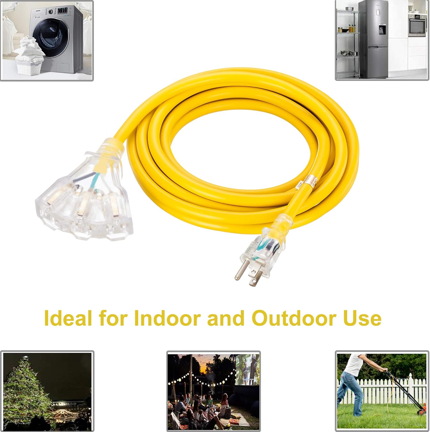 Black Friday Clearance Outdoor Extension Cord 20 ft,VCZHS UL Listed Heavy Duty Extension Cord 12 Gauge Extension Cord Outdoor SJTW Lighted Triple Outlet Extension Cord 12AWG 15 Amp,1875 Watts,12/3 Extension Cord 3 prong One-Day Sale: Up to 50% Off Outdoor Extension Cord 20 ft,VCZHS UL Listed Heavy Duty Extension Cord 12 Gauge Extension Cord Outdoor SJTW Lighted Triple Outlet Extension Cord 12AWG 15 Amp,1875 Watts,12/3 Extension Cord 3 prong