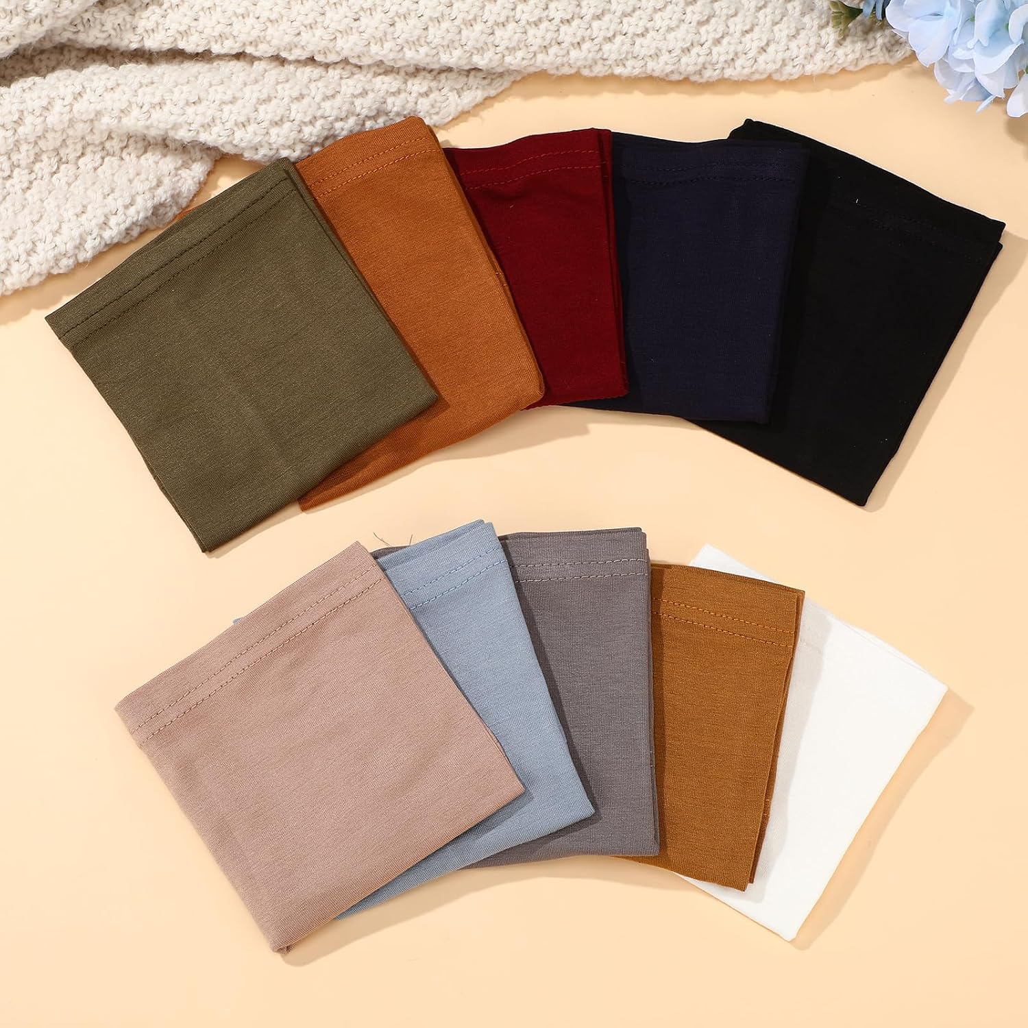 Chicingyou 10 Pieces Cotton Hijab Undercap for Women Scarf Inner Hijab Cap Chemo Headwear Chemotherapy Headwear Islam Muslim Under Scarf Turban Unisex Soft Hat Stretch Bonnet Tube Cap