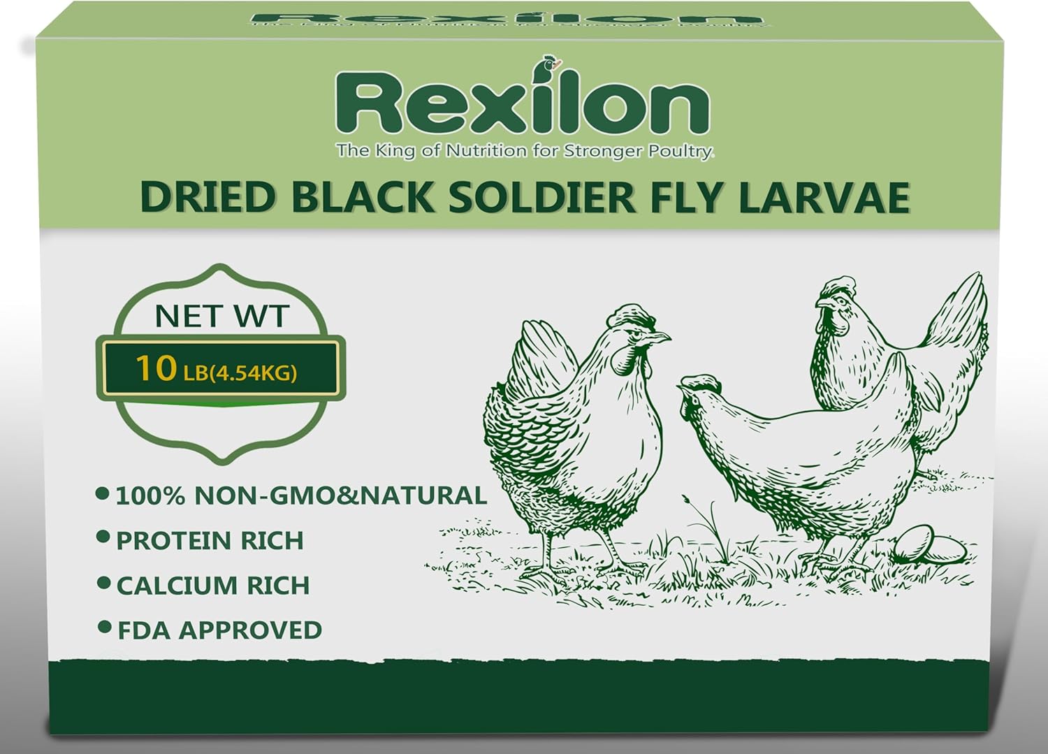 10lb Dried Black Soldier Fly Larvae – Pure Natural, High Protein & Calcium Chicken Feed, Cost-Effective and Premium Quality