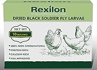 Rexilon 10lb Dried Black Soldier Fly Larvae - Natural High Protein Calcium Chicken Feed for Strong Bones & Eggs