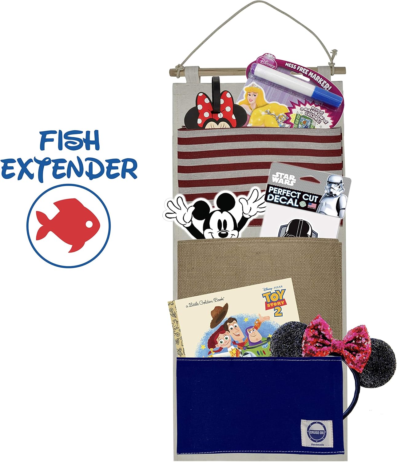 Cruise On Fish Extender Disney Cruise Gifts, 3-Pocket Hanging Organizer with Pockets, Fish Extender Hanger Fits Cabin Door, Ideal for Disney Cruise Line 2026 & 2027 - Image 3