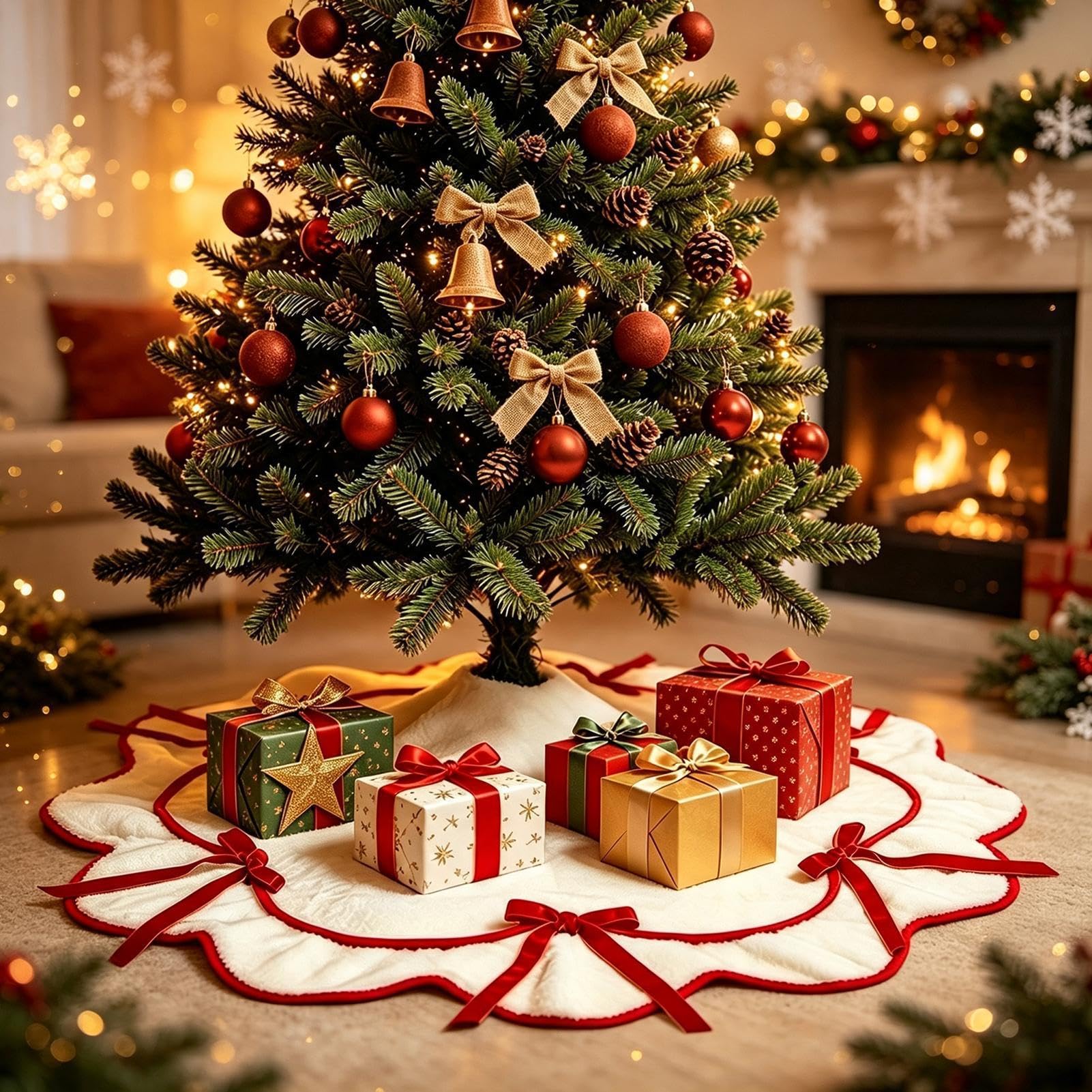 Gonna Rustica da Albero di Natale Tappeto a Gonna Rustico con Antiscivolo