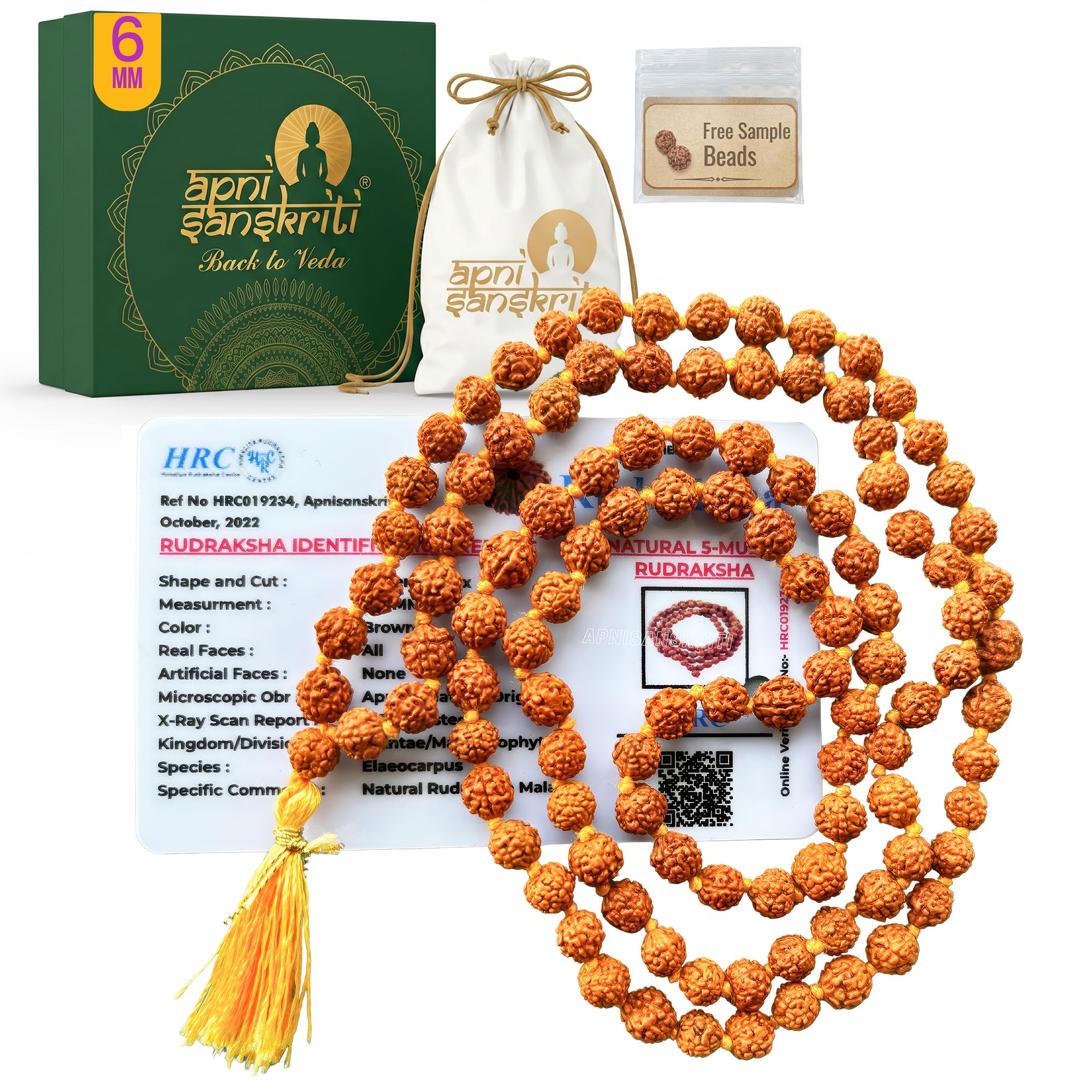 5 Mukhi Rudraksha Mala - Natural & Lab Certified -11