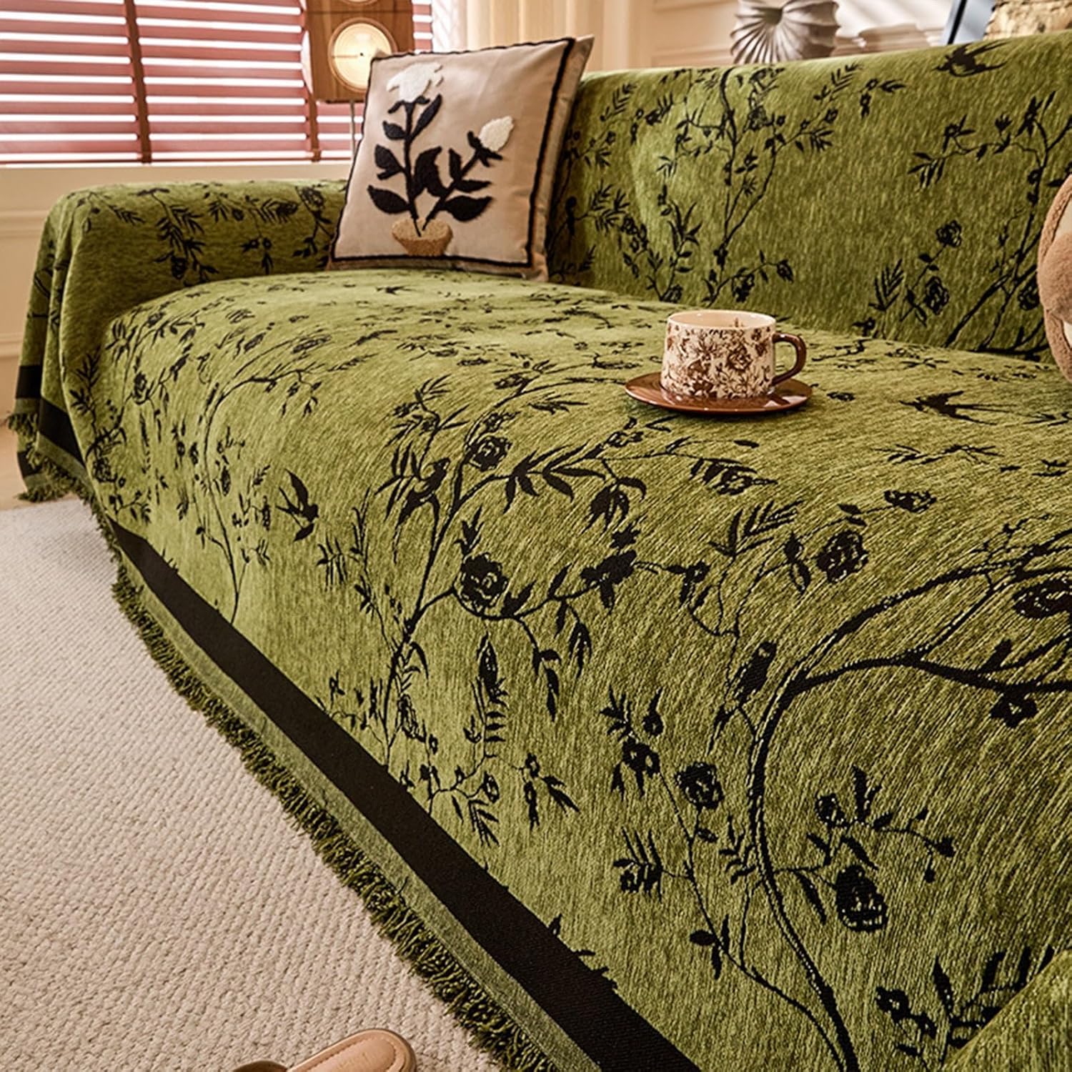 Housse de coussin de canapé en chenille de luxe antidérapante