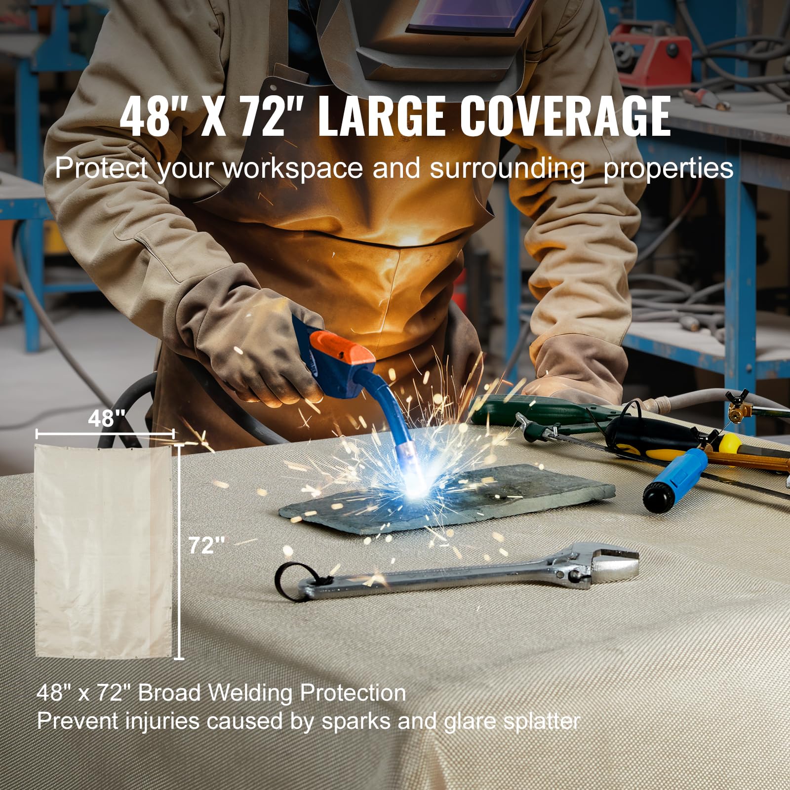 Happybuy Welding Blanket 2 Packs, 4FT x 6FT Heat Resistant Fiberglass Mat, Up To 998°F Heavy-Duty Flame Retardant Insulation Cover with Metal Grommets