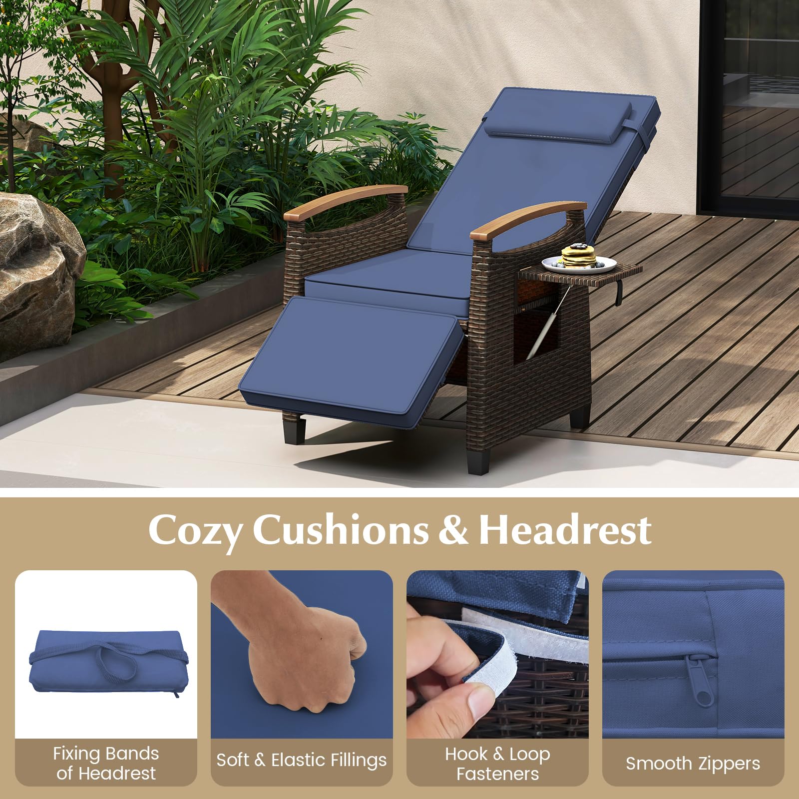 Lounge Chair Outdoor RELAX4LIFE Chaise Lounge Chair Recliner Patio