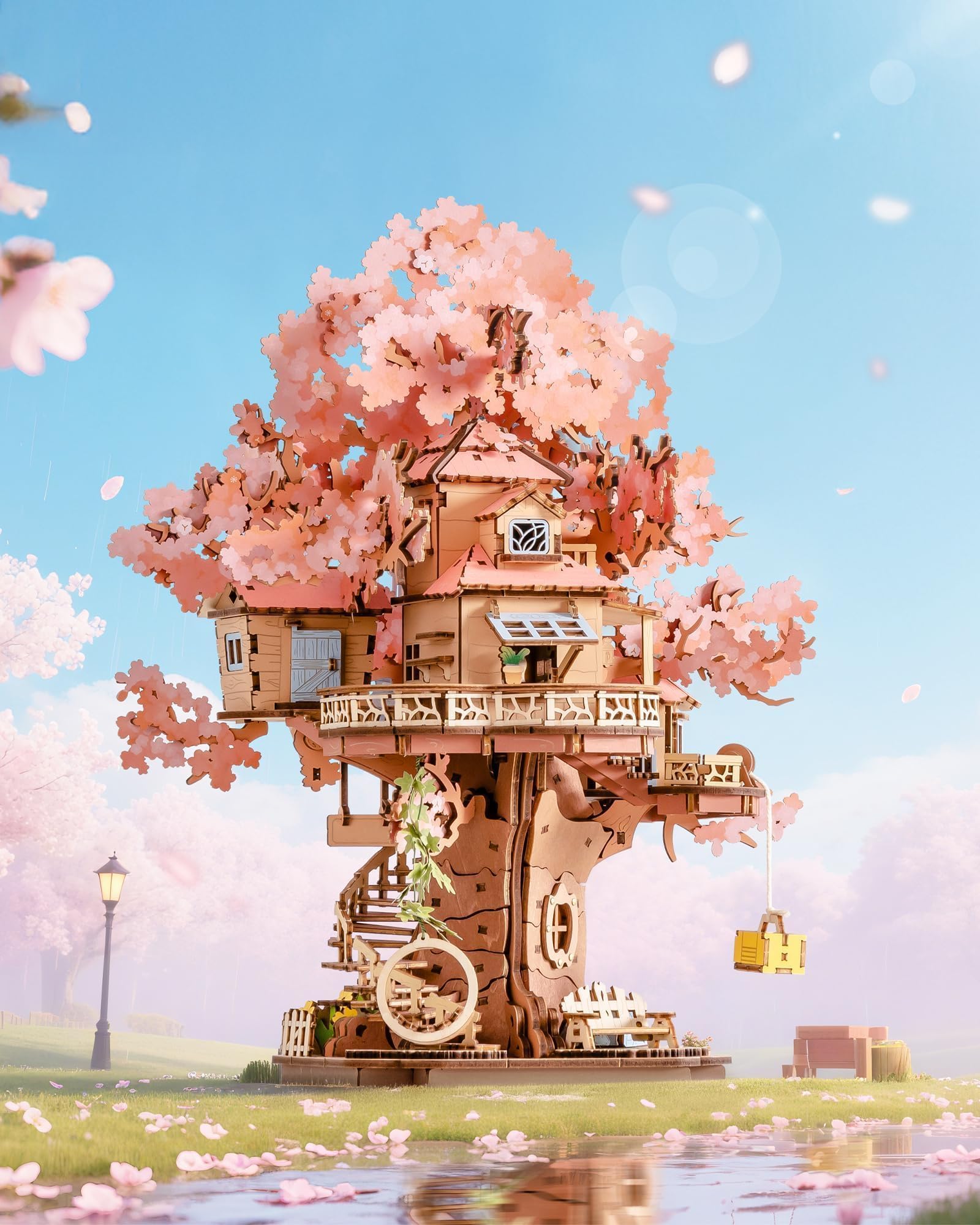 ROBOTIME Puzzle 3D Madera Sakura Tree House, Kit de Maquetas para Construir Adultos, Regalo Creativo y Decoración para Adultos y Adolescentes