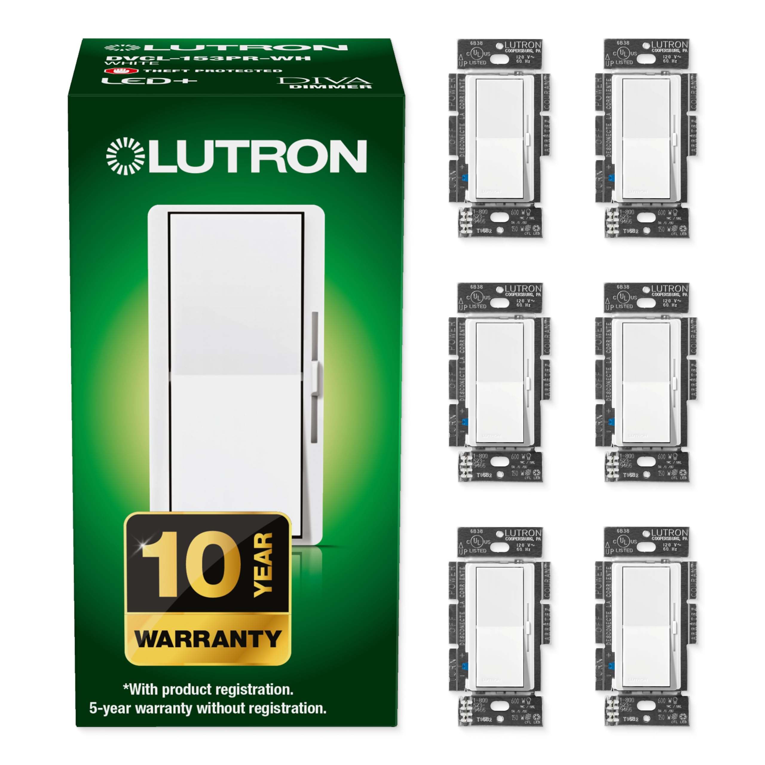 Lutron Diva LED+ Dimmer Switch, Paddle Dimmer, Single Pole/3-way