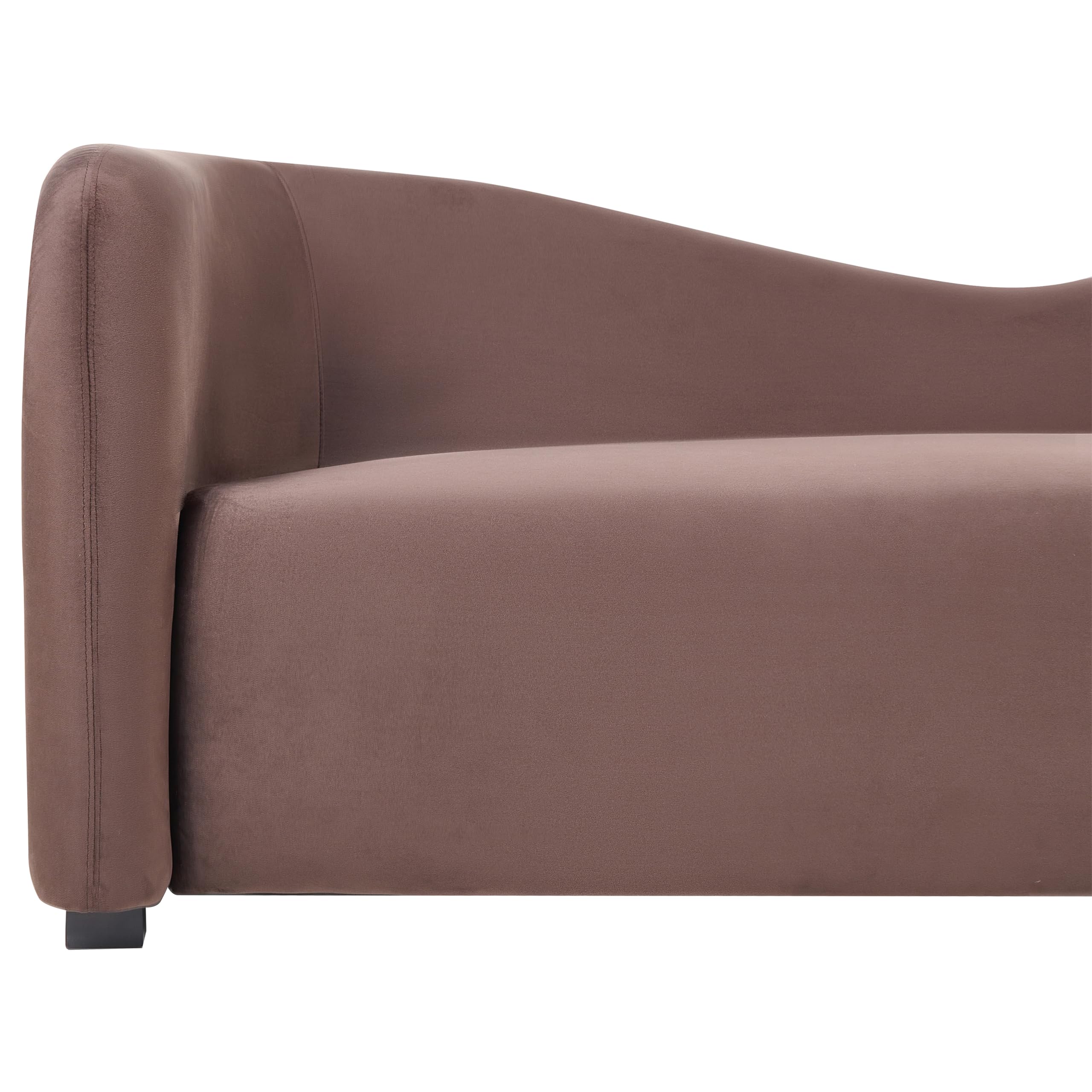 Nowoczesna sofa trzyosobowa zaokrąglone oparcie welurowa brązowa Veltada