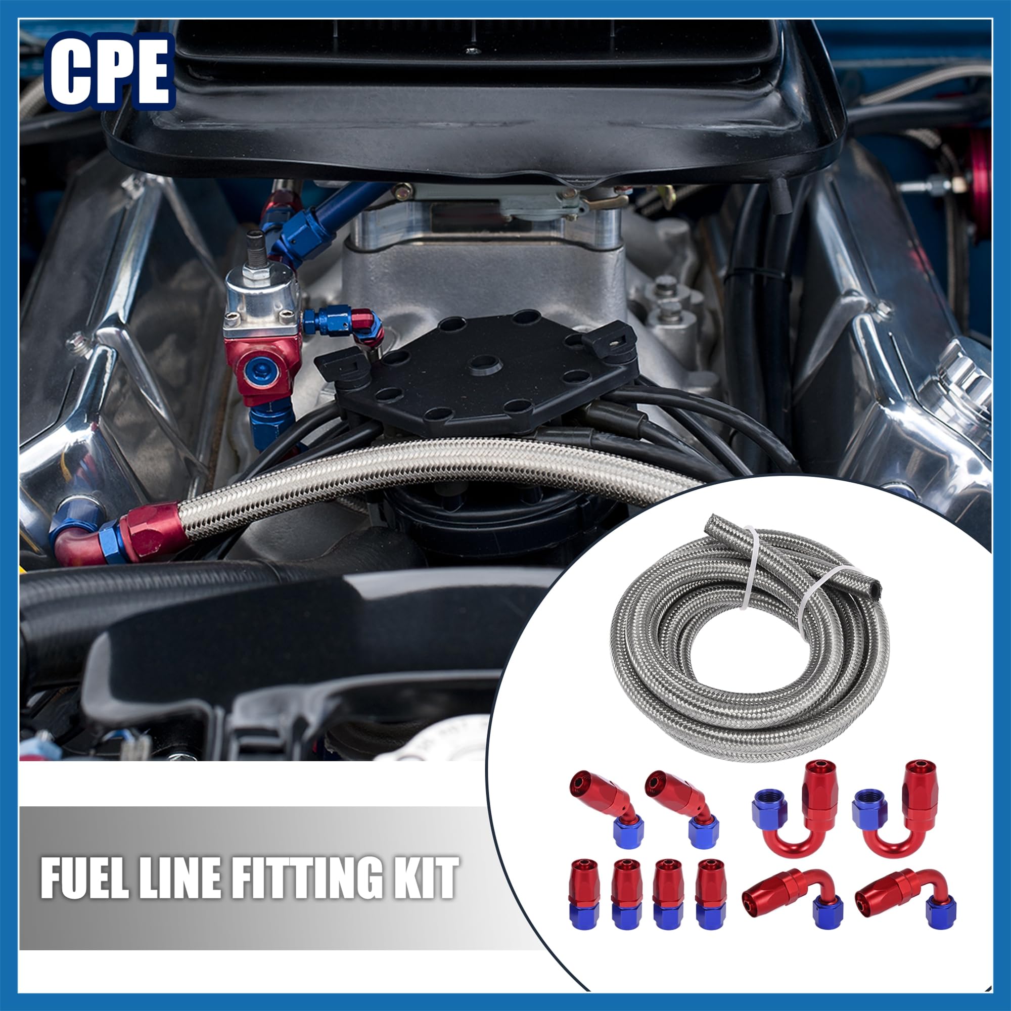 A ABSOPRO Coche CPE Aceite Manguera Trenzada 10 Pies 3/8" Combustible Línea Kit con AN6 Extremo Montaje Reemplazo de artículo