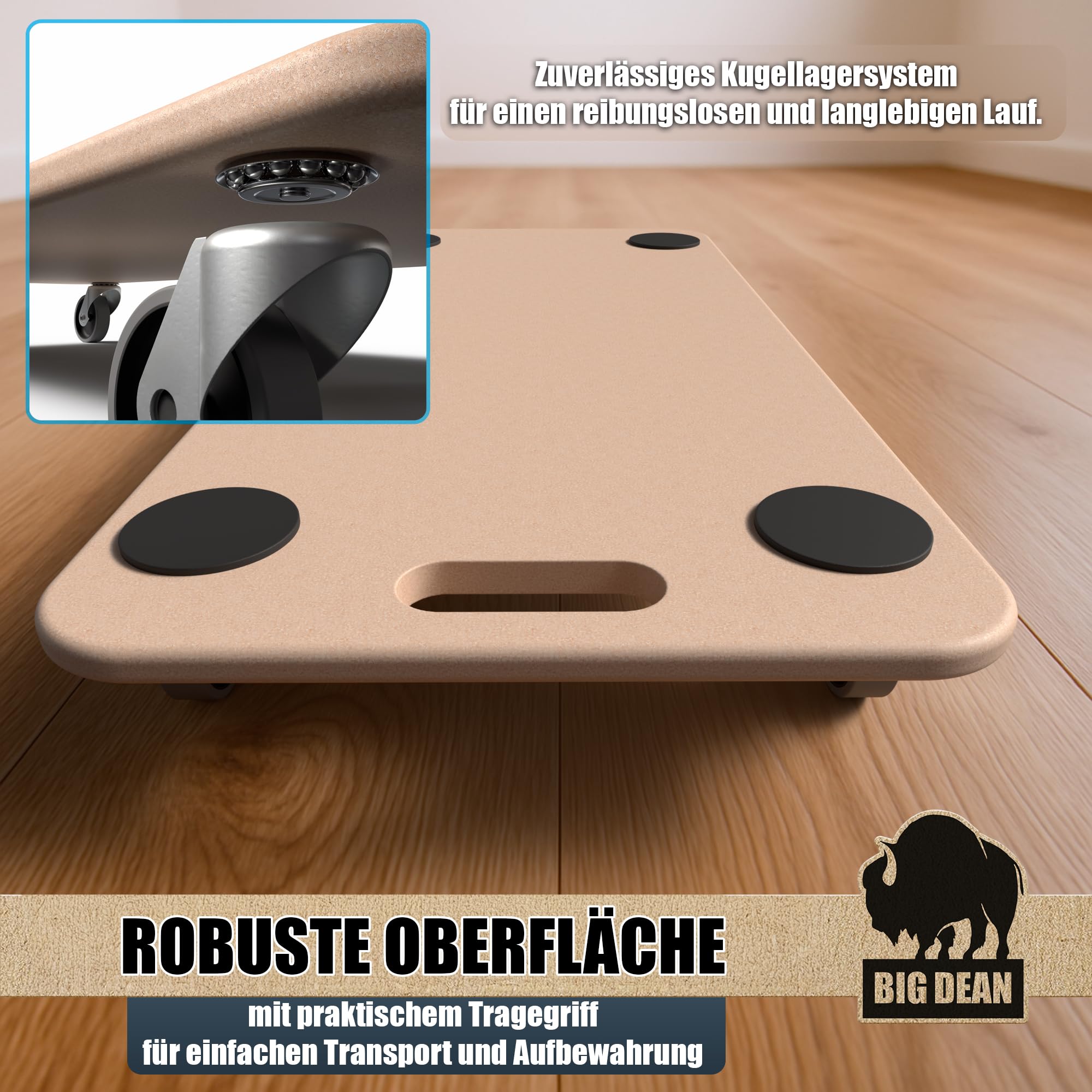 Lot de 3 roulettes de transport 200 kg pour meubles en MDF