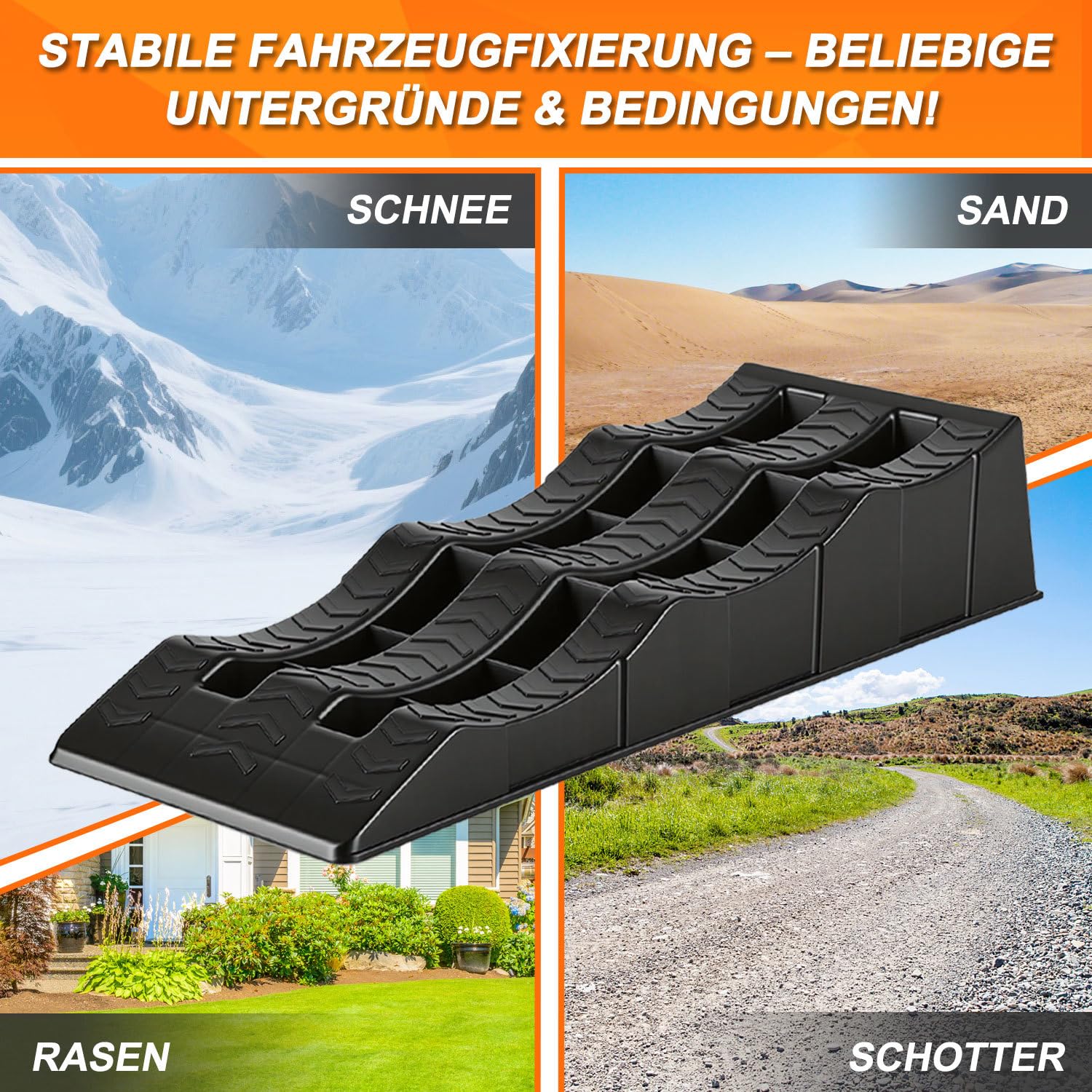 Lot de 2 cales de levage pour camping-car, 3 niveaux 4/7/10 cm, charge maximale 3,5 t, cales d'équilibrage en polyéthylène haute densité antidérapantes pour caravanes, camping-cars et remorques avec