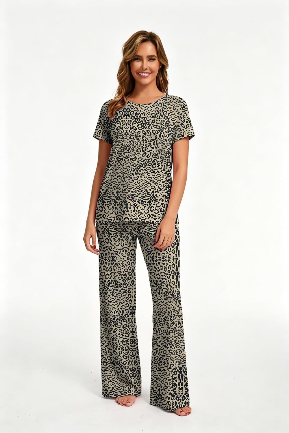 2 Piece Pjs Set For Womens Pajamas Lounge Set Long Sleeve Joggers Pants Sleepwear with Pockets image 2
