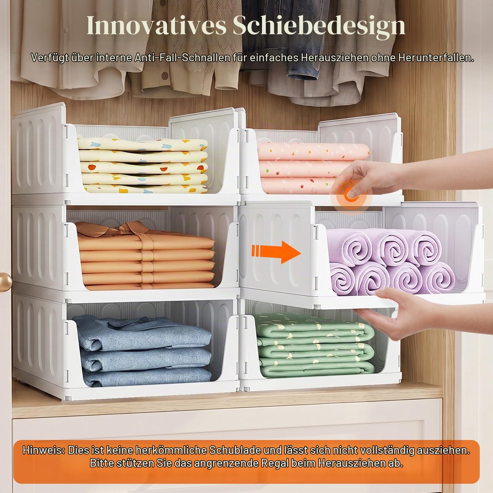 Lifewit 8er Set Stapelbare Kleiderschrank Organizer 35.5 cm Tief | Ausziehbar Kunststoff Ordnungssystem für Schrank & Einlegeböden, Aufbewahrungsbox für T-Shirt, Küche, Wohnmobil