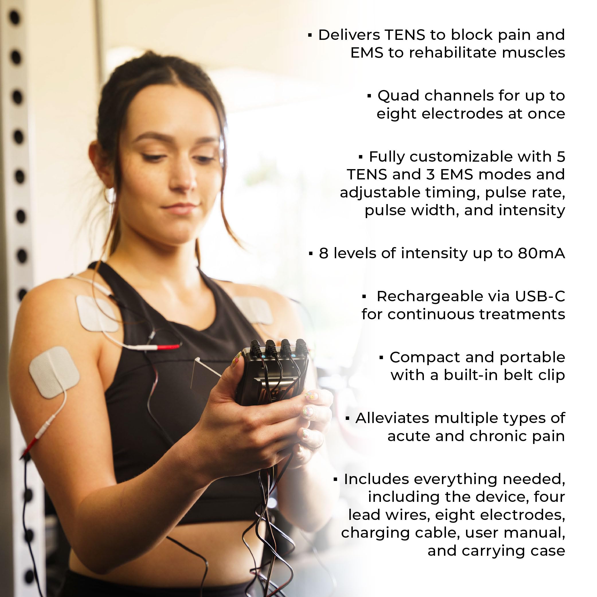 TENS 7000 Pro Rechargeable Tens Unit Muscle Stimulator, 4 Channels, Back Pain Relief, 8 Electrodes/Unit Pads, EMS and TENS Machine, Muscle Recovery & Growth, Stim Machine, Electrotherapy — Amazon image 11