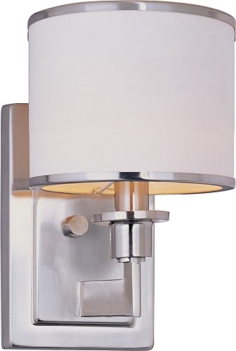 Maxim 12059WTOI Nexus - Aplique de pared de tela color blanco 1 luz de 60 vatios 10 pulgadas de alto x 6 pulgadas de ancho bronce aceitado