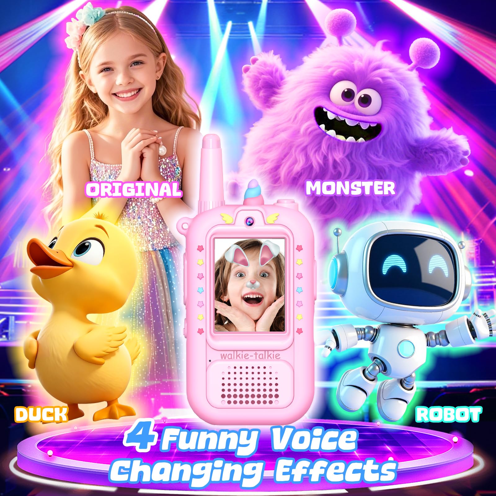 iKidiki Giochi Bambini 3 4 5 6 7 8 Anni, Video Walkie Talkie Bambini Ricaricabili Idee Regalo Bambino Bimba 3-8 Anni Femmina Gioco Bimbo 3-8 Anni Maschio Walky Talky Giocattoli per Bambina