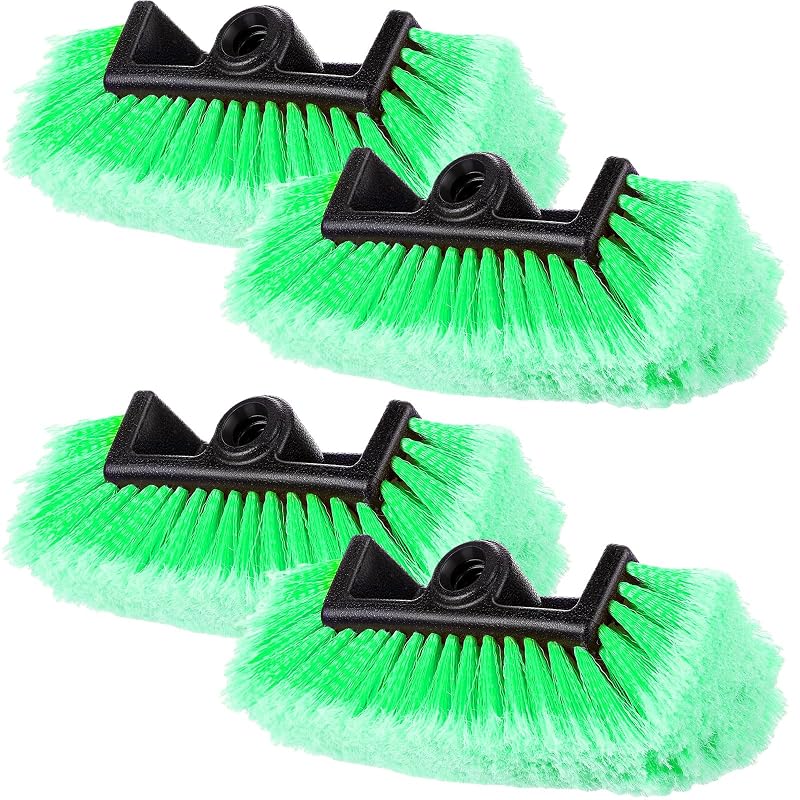 Kit com 4 cabeças de escova para lavagem automotiva com passagem de água, cerdas macias e 25,4 cm Vesici Verde