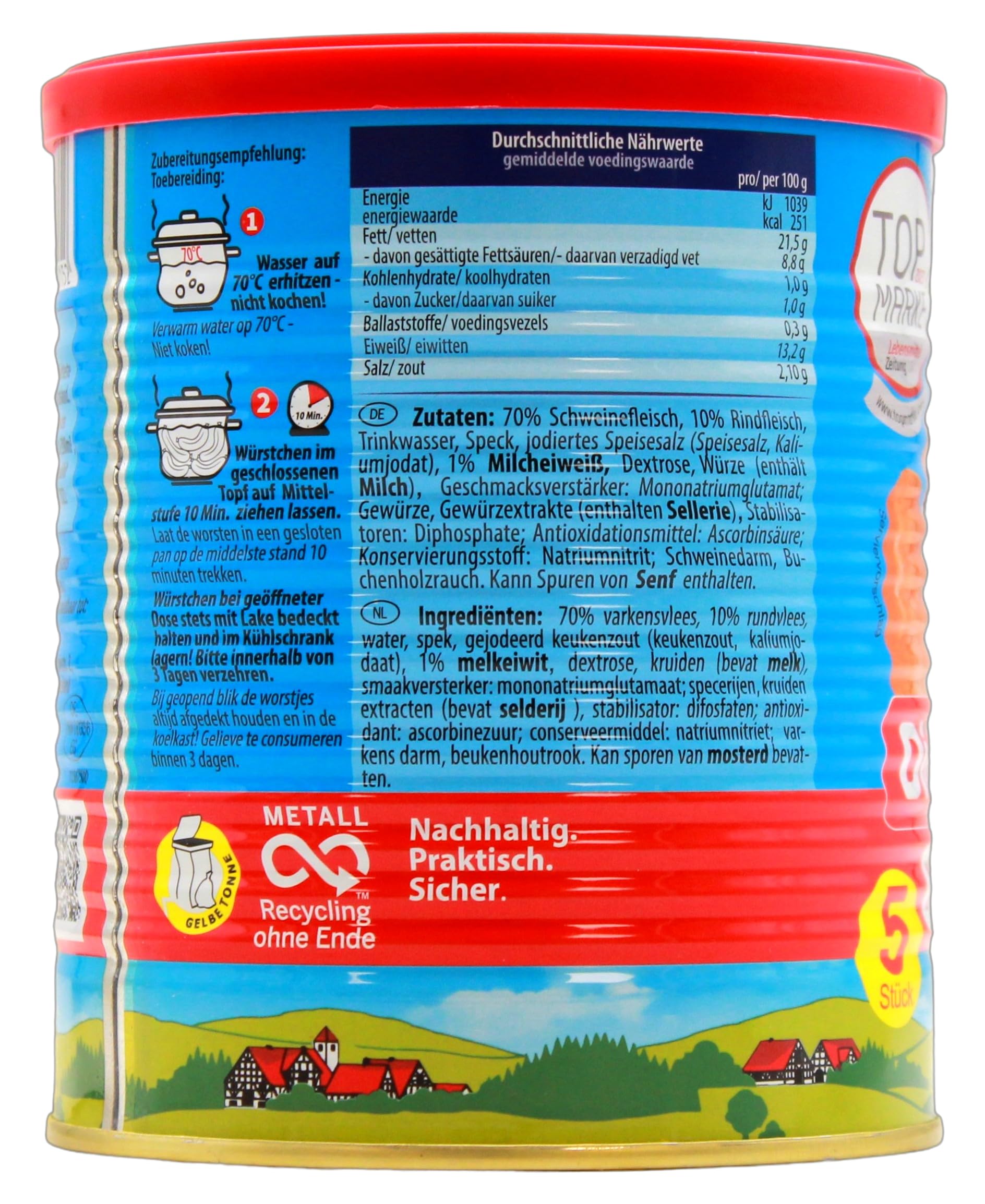 Metten Dicke Sauerländer Bockwurst, 6er Pack (6 x 400g)
