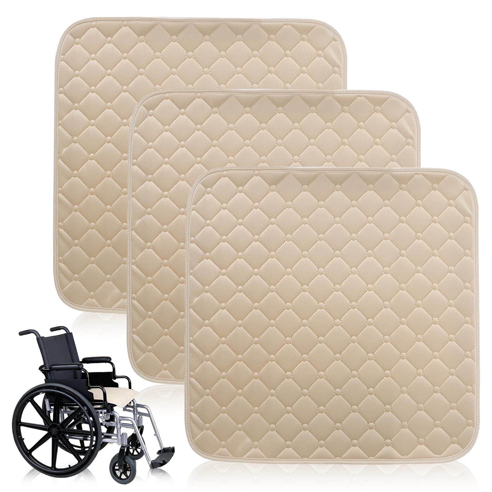 3 PCS Incontinence Chair Pads, Incontinence Pads for Wheelchair Waterproof Chair Covers Washable Seat Pad Bed Chairs Pad Large for Sofas Wheelchairs Garden Furniture