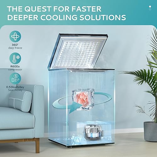 Miniatura 5 de Euhomy - Refrigerador miniatura con congelador 32 pies cúbicos refrigerador miniatura con congelador refrigerador de dormitorio con congelador de 2