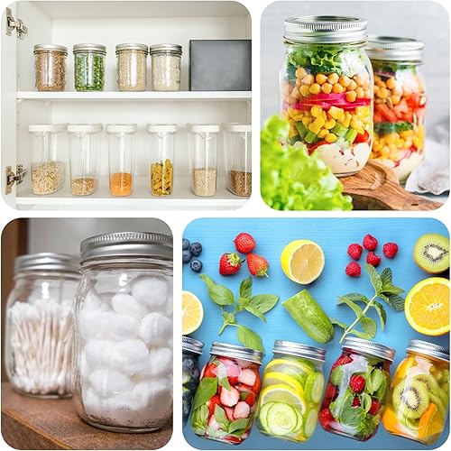 Miniatura 6 de uxcell 16 tapas para frascos Mason de 3.386 in3.39 pulgadas de boca ancha, a prueba de fugas, para conservas, tarros de cocina, almacenamiento (tono
