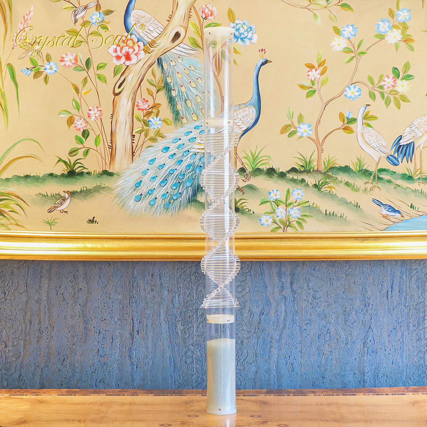 Crystal Soul Regenstab vollständig transparent 1 Minute DNA simulierter Regengeräusch für Geist Körper Geist Heilung mit Ständer
