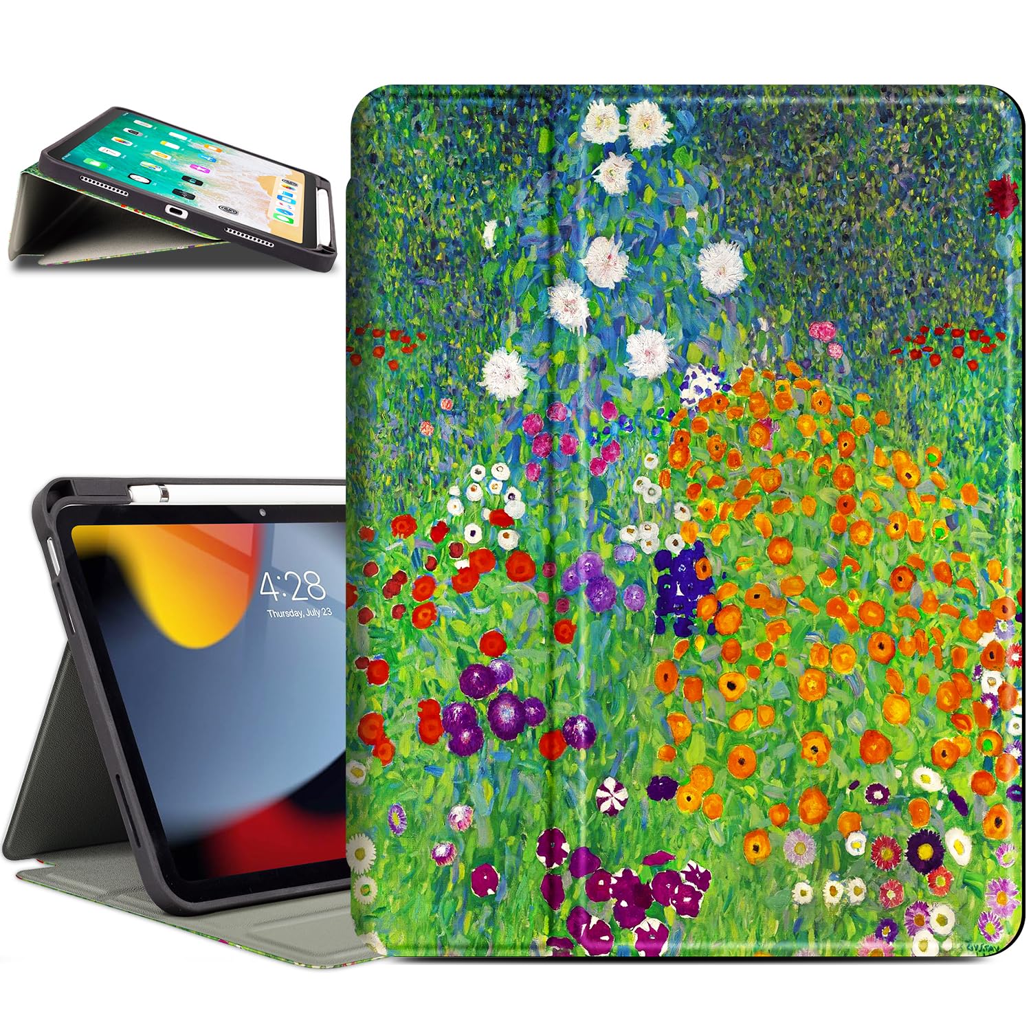 for iPad 10th/ (A16) 11th Generation Case, for iPad Case 11th/10th Generation Support Touch ID, for iPadCover 11th/10th Gen Adjustable Angle, Auto Wake/Sleep, Garden Flowers