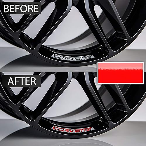 Miniatura 3 de Bogar Tech Designs Adhesivos de vinilo para inserto de rueda Compatibles con C7 Corvette Stingray Z51 2014-2019 - Rojo brillante