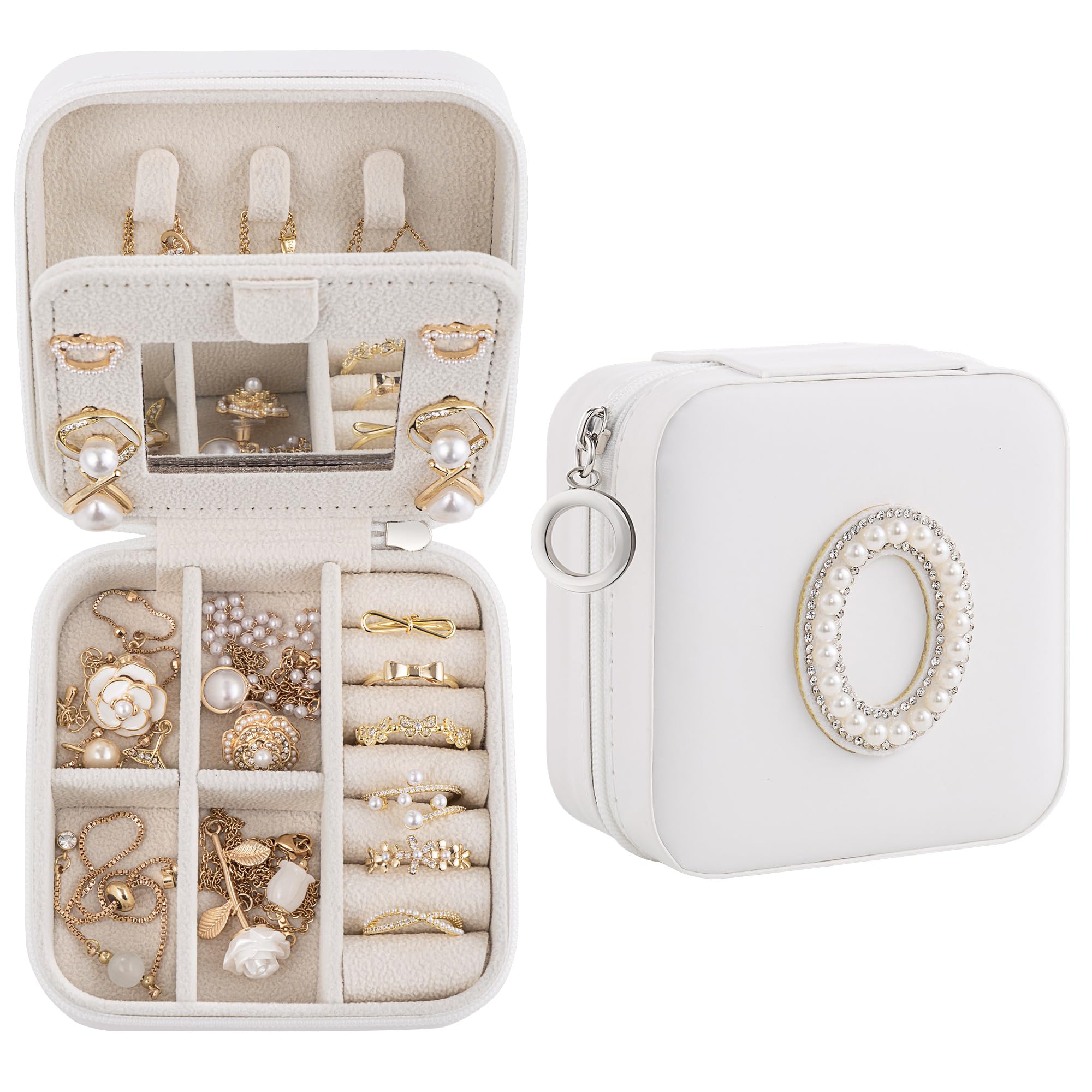 Nymtavia Birthday Gifts For Women, Initial Jewelry Box, Travel Jewelry Case, Gifts for Wife Girlfriend, Small Travel Jewelry Organizer, Gift for Girls