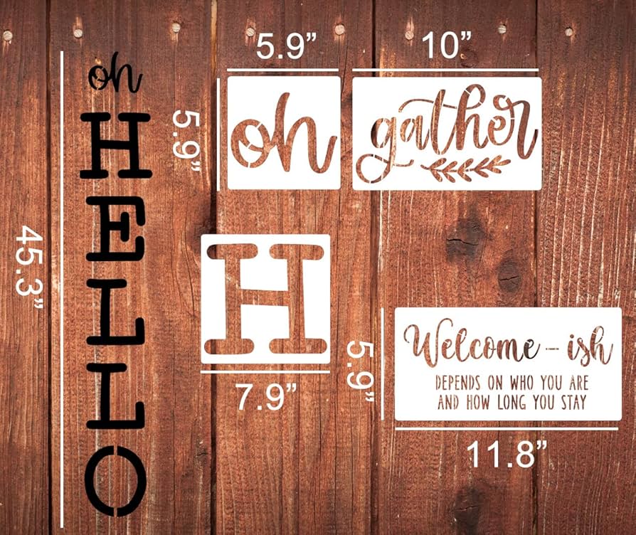 Amazon.com : Welcome Stencils for Painting 12” Oh Hello Stencils Welcome-ish Stencil Gather Plastic Templates for Drawing on Wood/Mat/Round Door Hanger : Arts, Crafts & Sewing