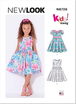 New Look UN6726A Easy to Sew Toddlers and Childrens Dress Sewing Pattern Kit, Code N6726, Sizes 1/2-1-2-3-4-5-6-7-8