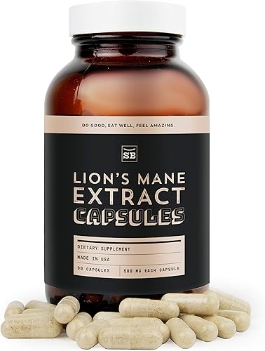 Sun Bay Organics - Extracto de suplemento de hongo de melena de león de Estados Unidos, 90 cápsulas, 500 mg