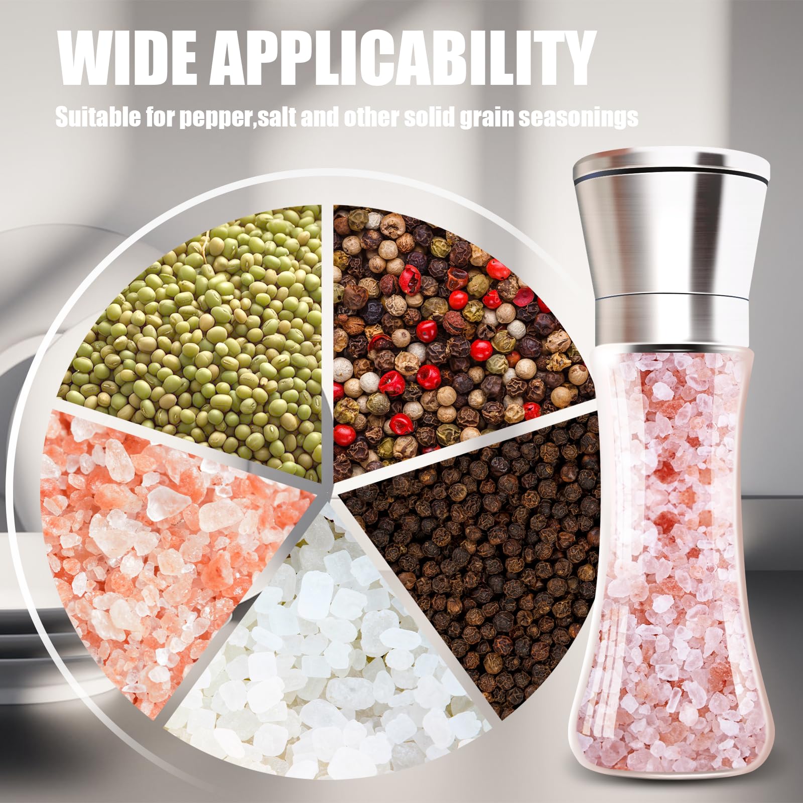 Salt & Pepper Grinder Set - Stainless Steel -6