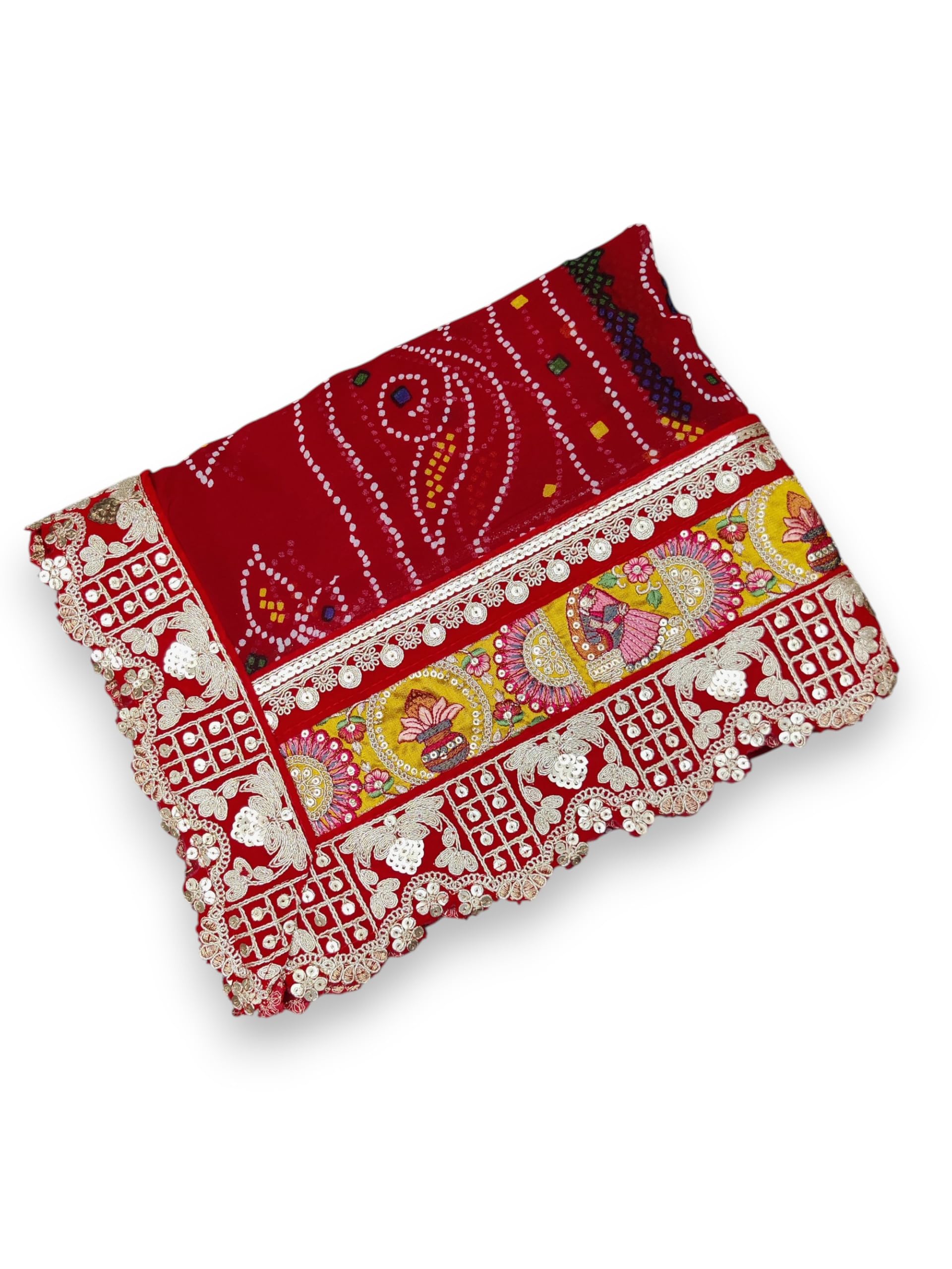 RANISATIYA Rajasthani Pure Georget Marwadi Chunri (13,B0075 (Red))
