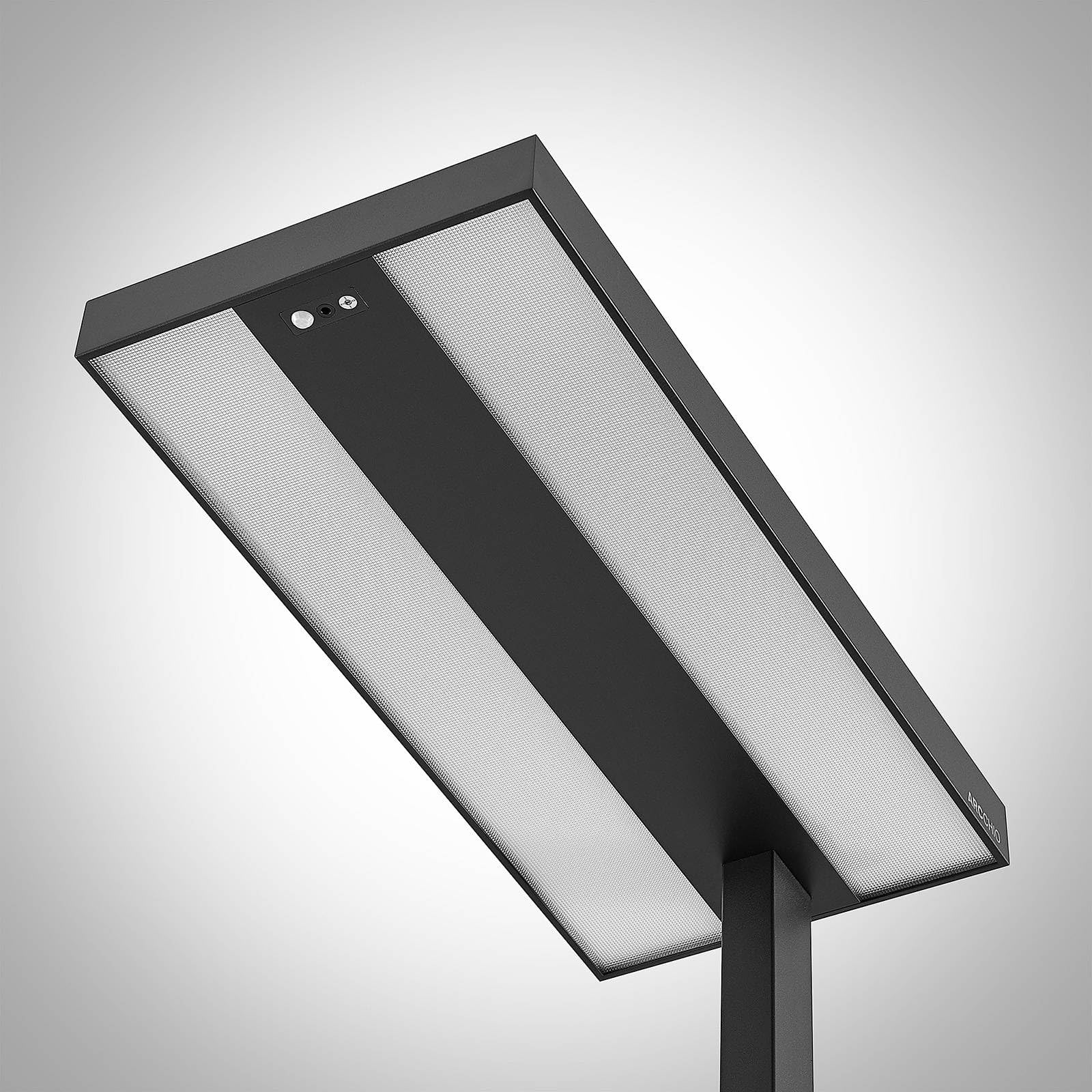 Arcchio Lampada Da Terra LED Logan Pro – Dimmerabile Con Sensore Di Movimento – 2x36W – Alluminio Nero Per Ufficio E Studio