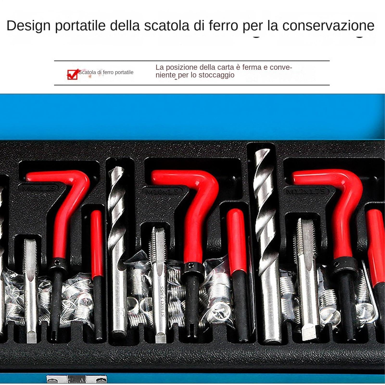 Kit riparazione filettature blocco motore Gadget Manutenzione Filetti | Kit attrezzi per installazione motori con inserto per punta elicoidale per Trattori, Camion, SUV, Rimorchi,