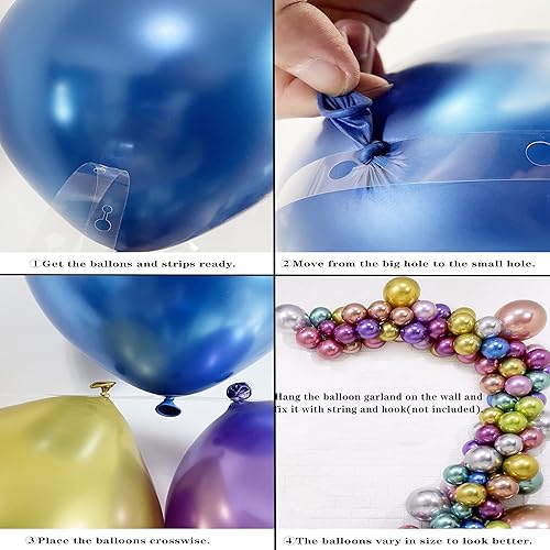 Miniatura 10 de Globos de confeti dorado, 100 globos metálicos dorados y blancos de 12 pulgadas con cinta y arco para decoración de cumpleaños, bodas, festividades