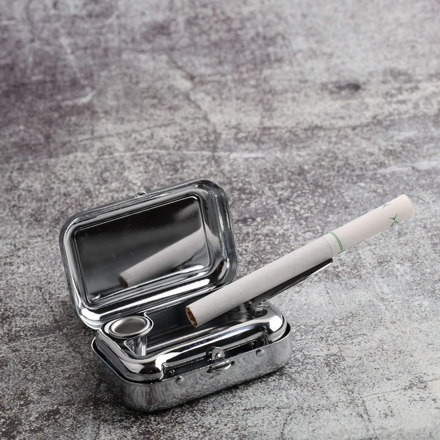 Mini Stainless Steel Ashtray with Lid -6